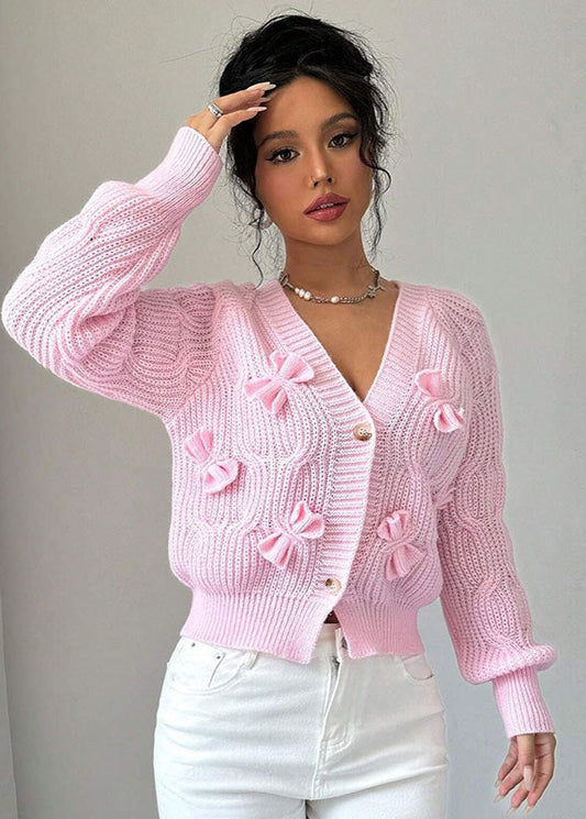 Cardigan Court Nœud Papillon Femme Chic