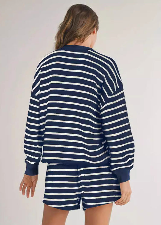 Ensemble femme rayé manches longues