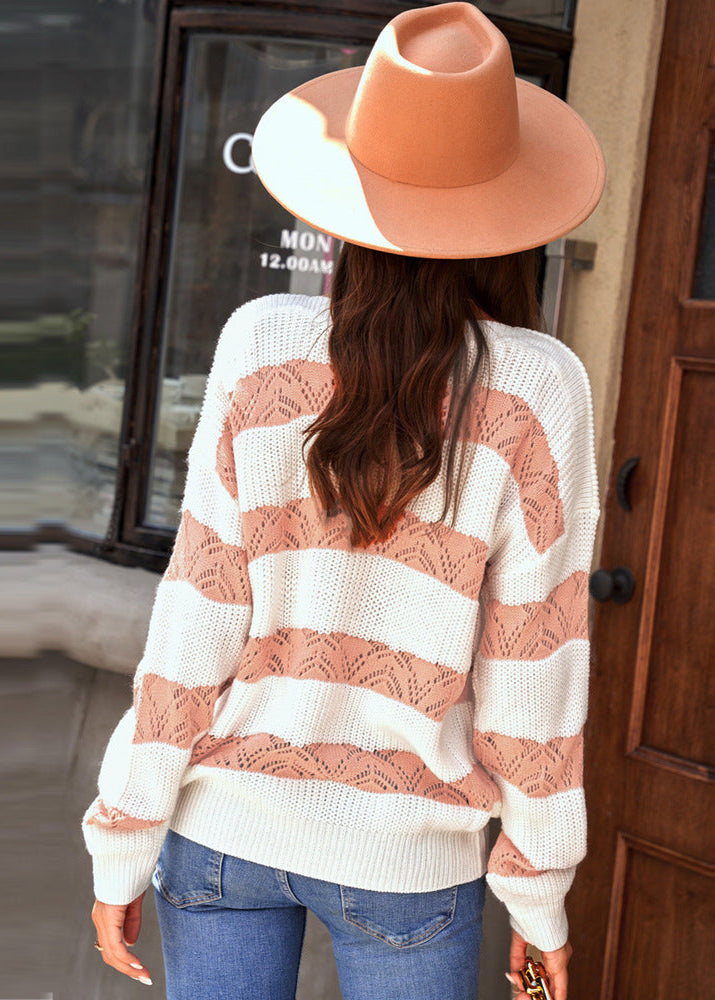 Pull rayé ample à manches longues