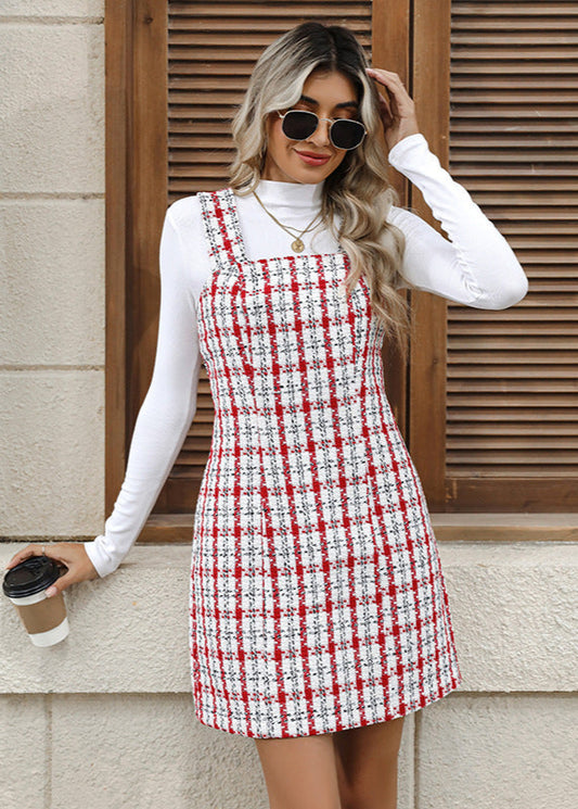 Robe Courte À Carreaux Style Preppy