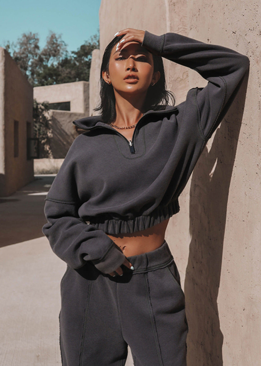 Ensemble Décontracté Femme – Sweat Col Montant & Pantalon Large