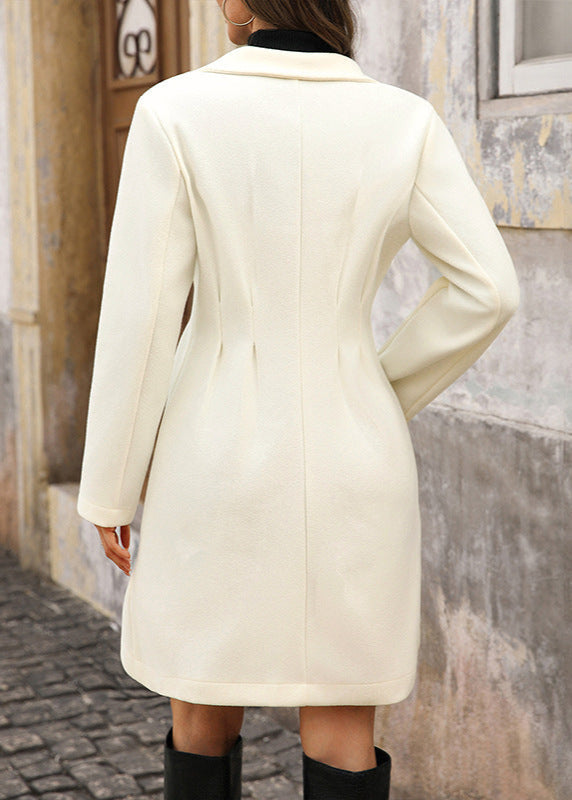 Manteau femme laine beige perles