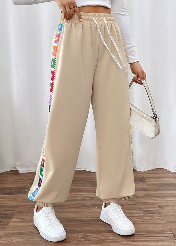 Pantalon ample femme rayures couture