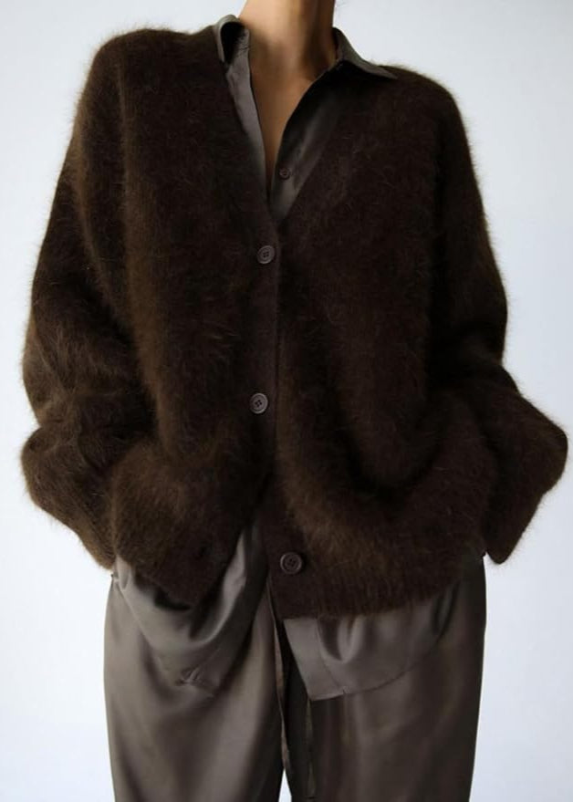 Gilet long col V boutonné femme