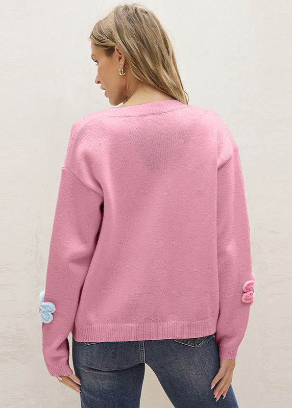 Cardigan Femme Fleurs Tricotées Hiver