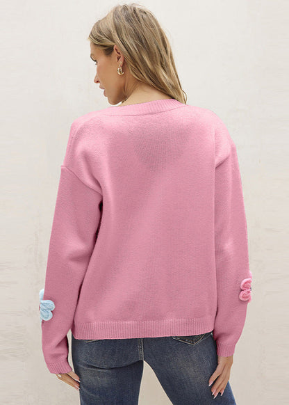 Cardigan Femme Fleurs Tricotées Hiver