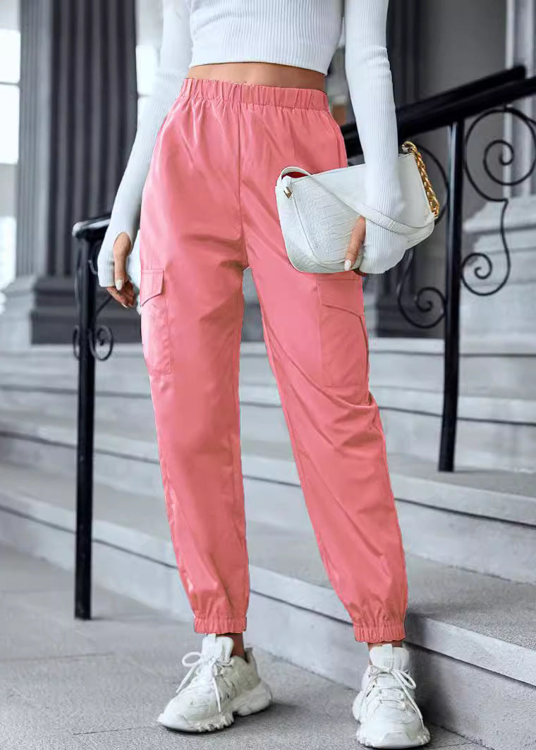 Pantalon casual ajusté multi-poches femme