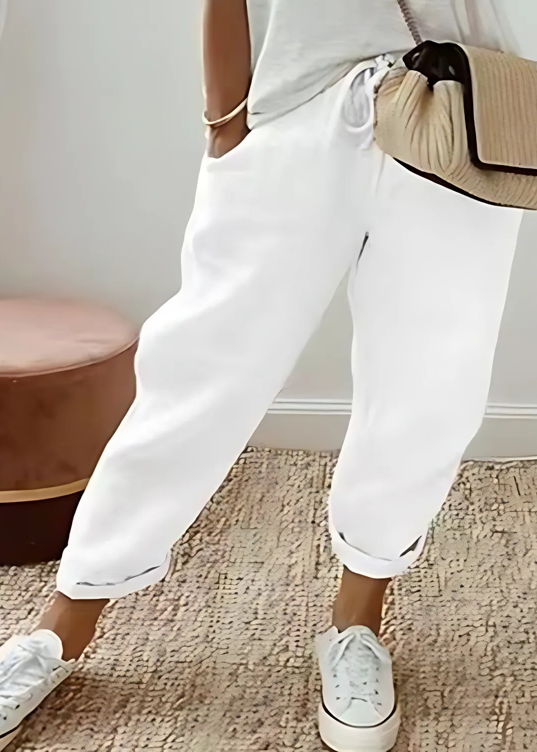 Pantalon Coton-Lin Femme Décontracté