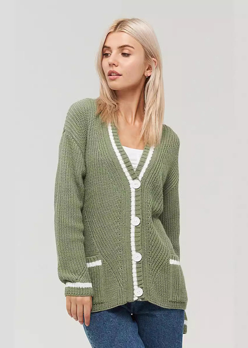 Gilet Femme Vert Kaki Boutonné – Style Décontracté Chic
