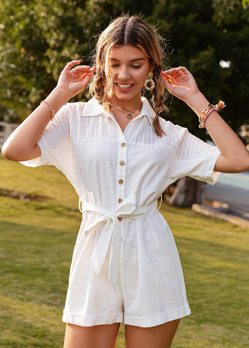 Combinaison en coton à col chemise