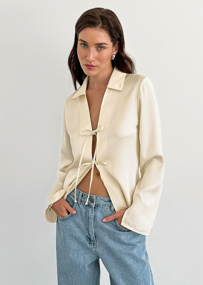 Cardigan ample satiné couleur abricot