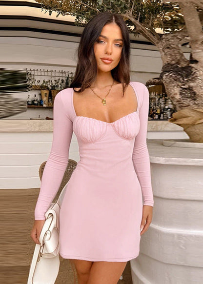 Robe moulante sexy manches longues