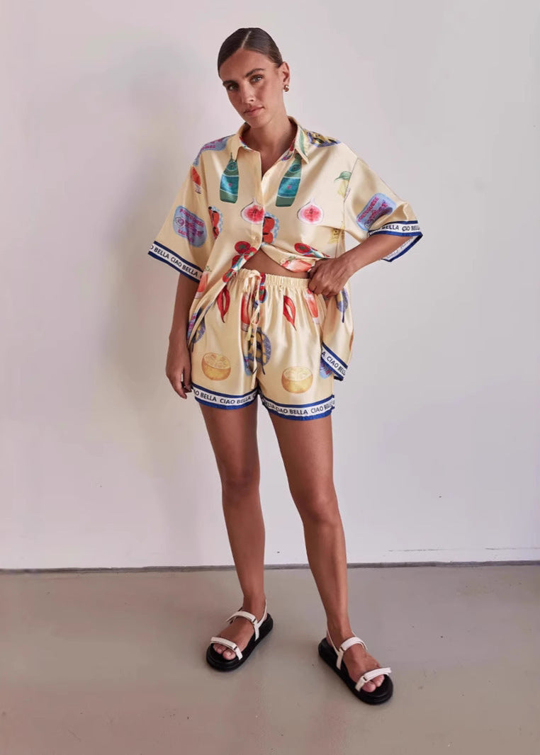 Pyjama Cartoon Femme Estival à Manches Courtes