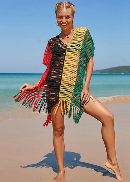 Blouse de Plage Femme – Maille Colorée Ajourée