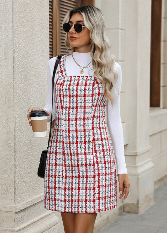 Robe Courte À Carreaux Style Preppy