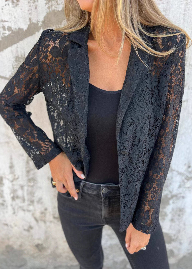 Blazer Dentelle Florale Femme Élégant