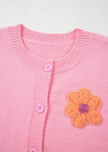 Cardigan Femme Fleurs Tricotées Hiver