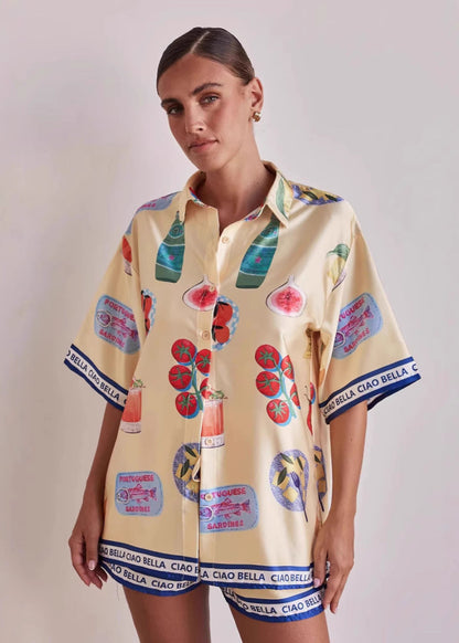 Pyjama Cartoon Femme Estival à Manches Courtes