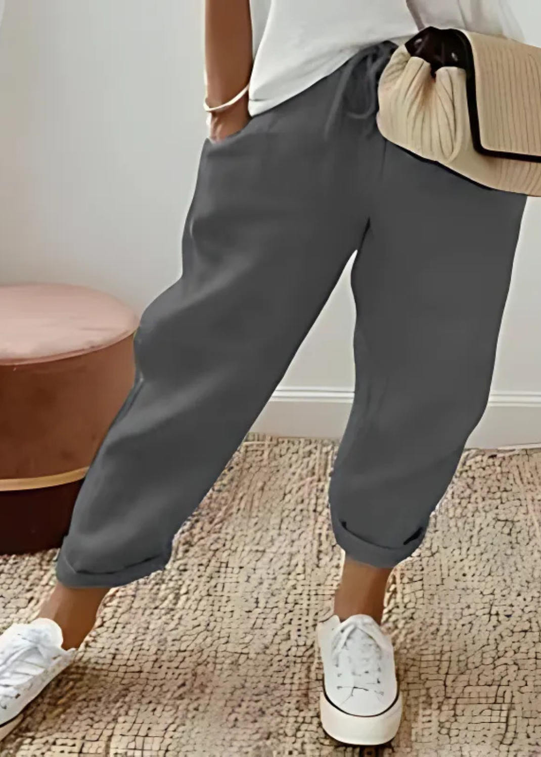 Pantalon Coton-Lin Femme Décontracté