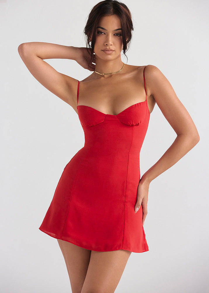 Robe longue slim col halter élégante