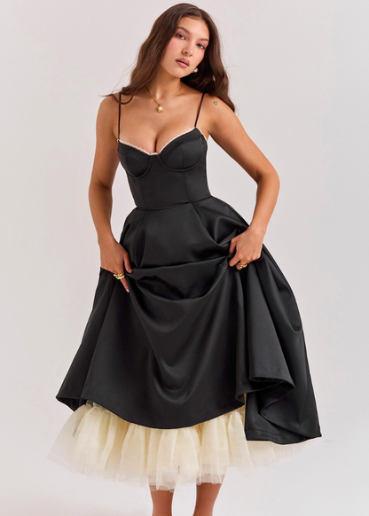 Robe longue satin romantique