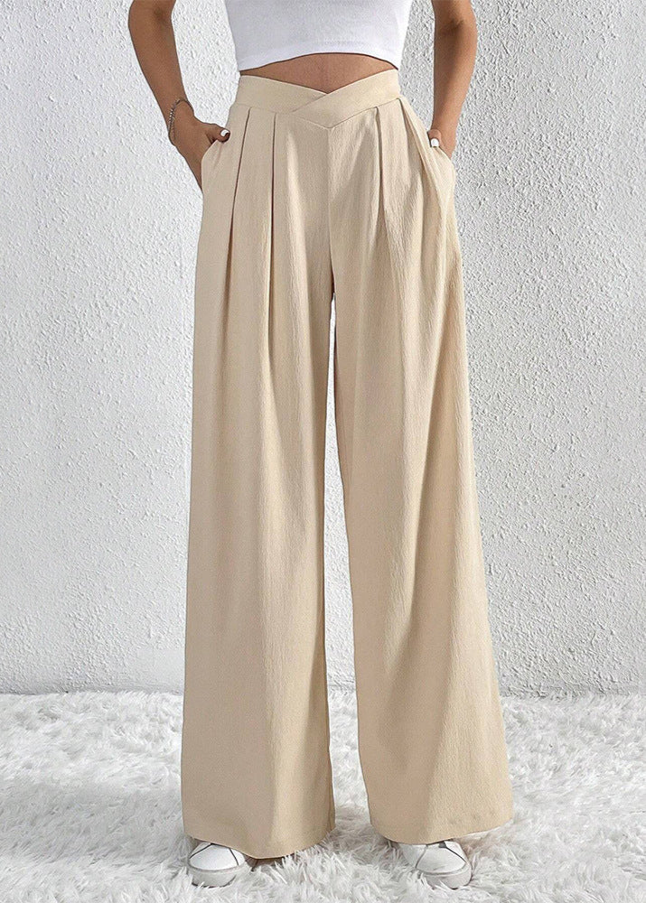 Pantalon large plissé femme été