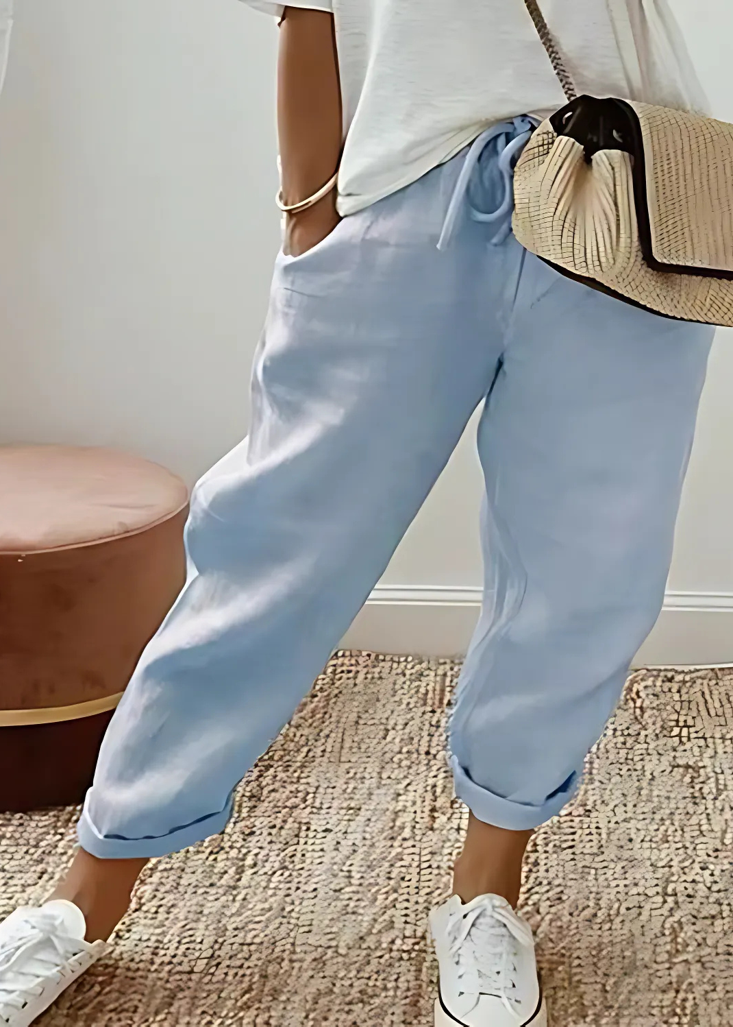 Pantalon Coton-Lin Femme Décontracté