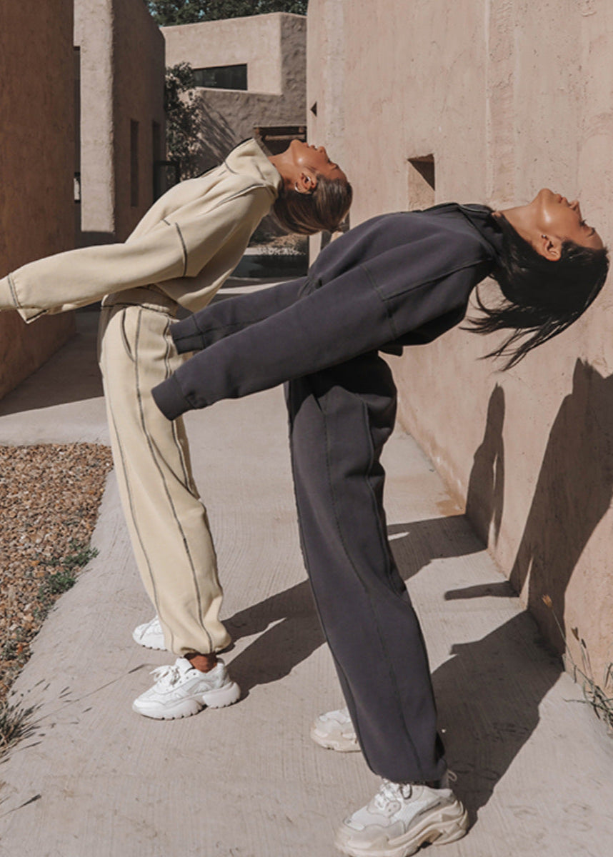 Ensemble Décontracté Femme – Sweat Col Montant & Pantalon Large