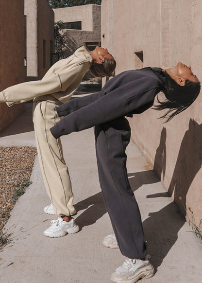 Ensemble Décontracté Femme – Sweat Col Montant & Pantalon Large