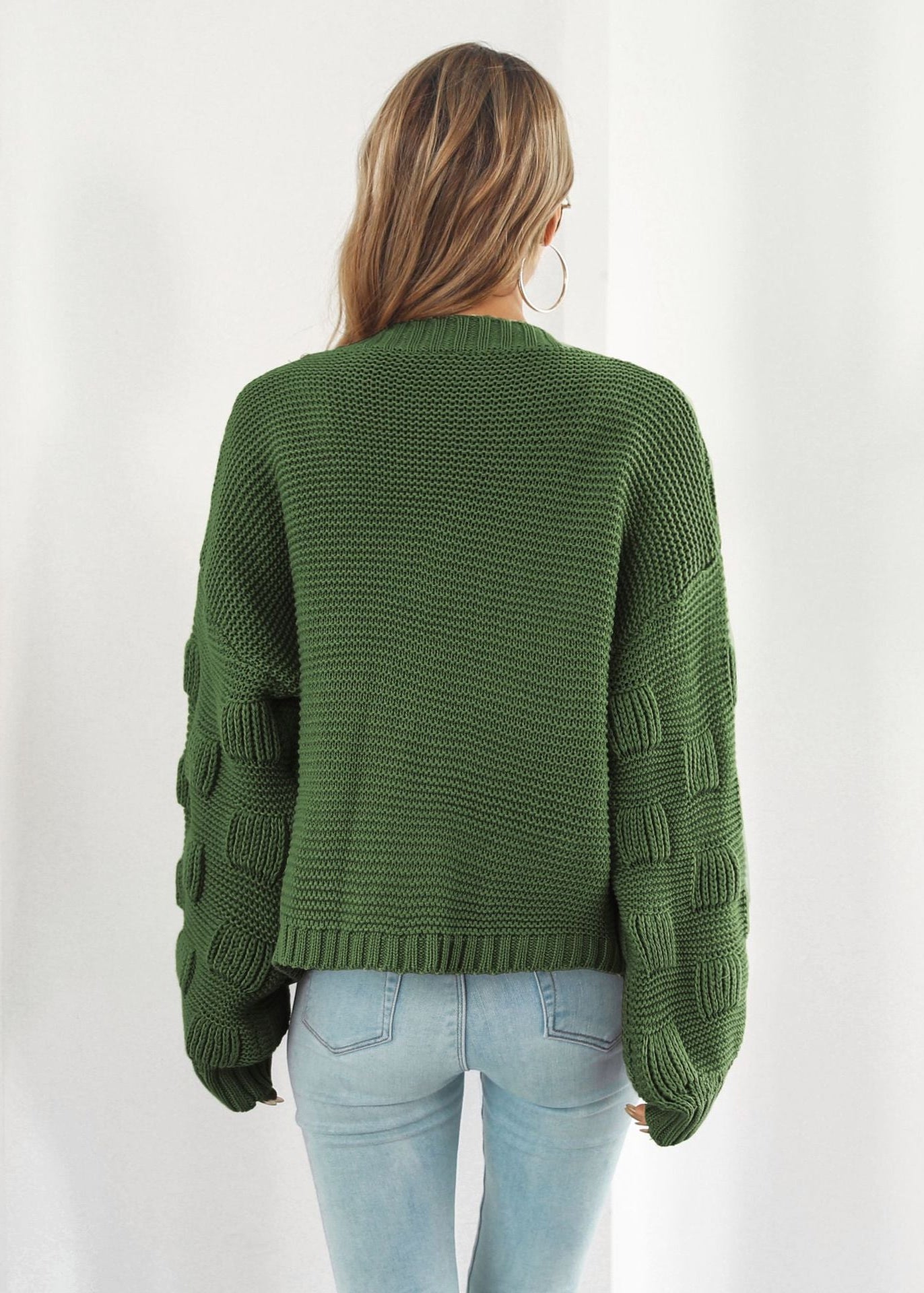 Cardigan en maille épaisse manches bouffantes