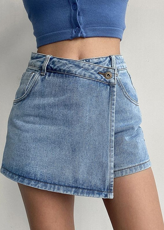 Jupe denim asymétrique anti-éclaircissements
