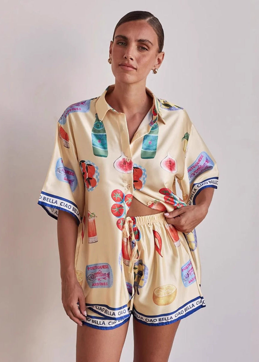 Pyjama Cartoon Femme Estival à Manches Courtes