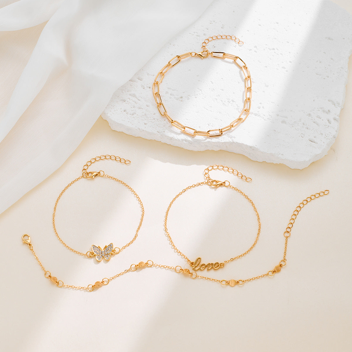 Ensemble de Chaînes de Cheville Dorées Élégantes