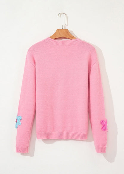 Cardigan Femme Fleurs Tricotées Hiver