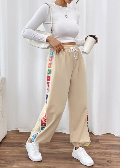 Pantalon ample femme rayures couture