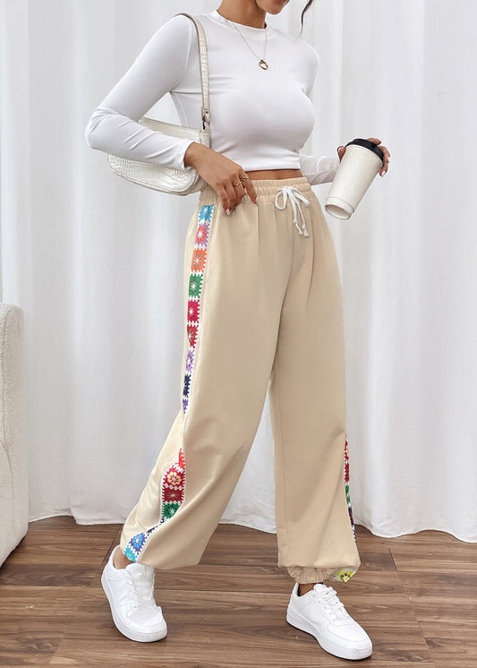 Pantalon ample femme rayures couture