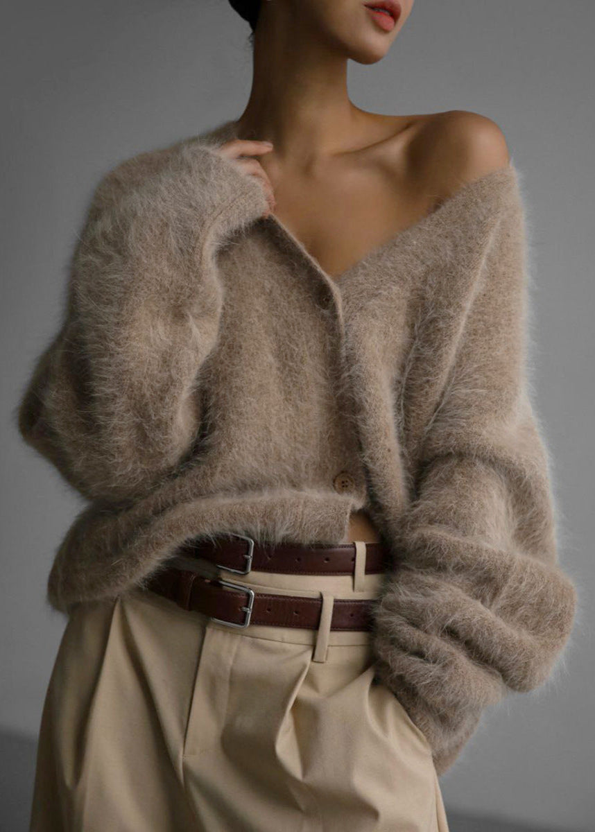 Gilet long col V boutonné femme