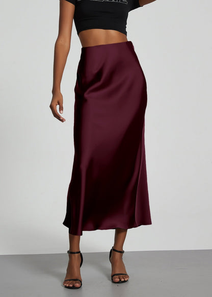 Jupe longue satinée femme élégante chic
