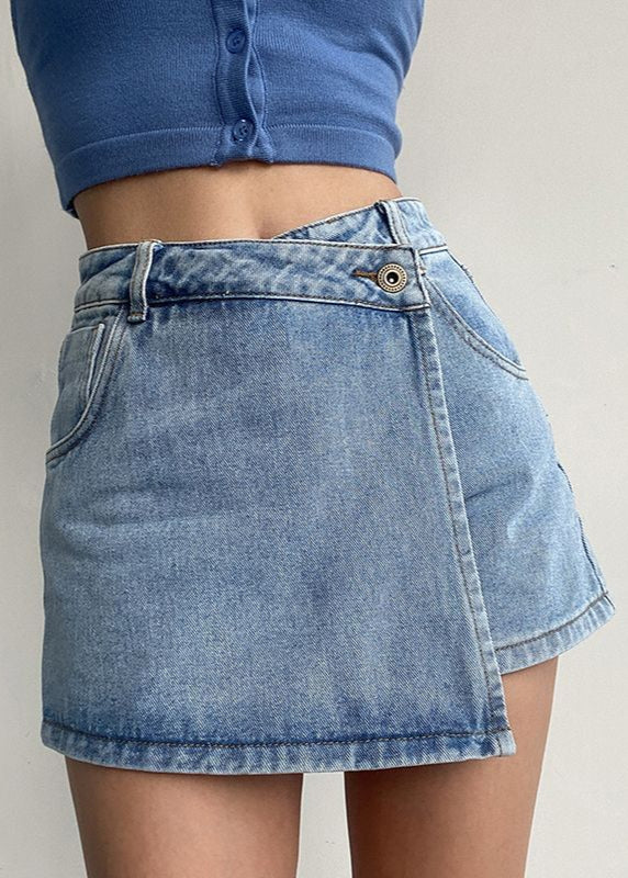 Jupe denim asymétrique anti-éclaircissements