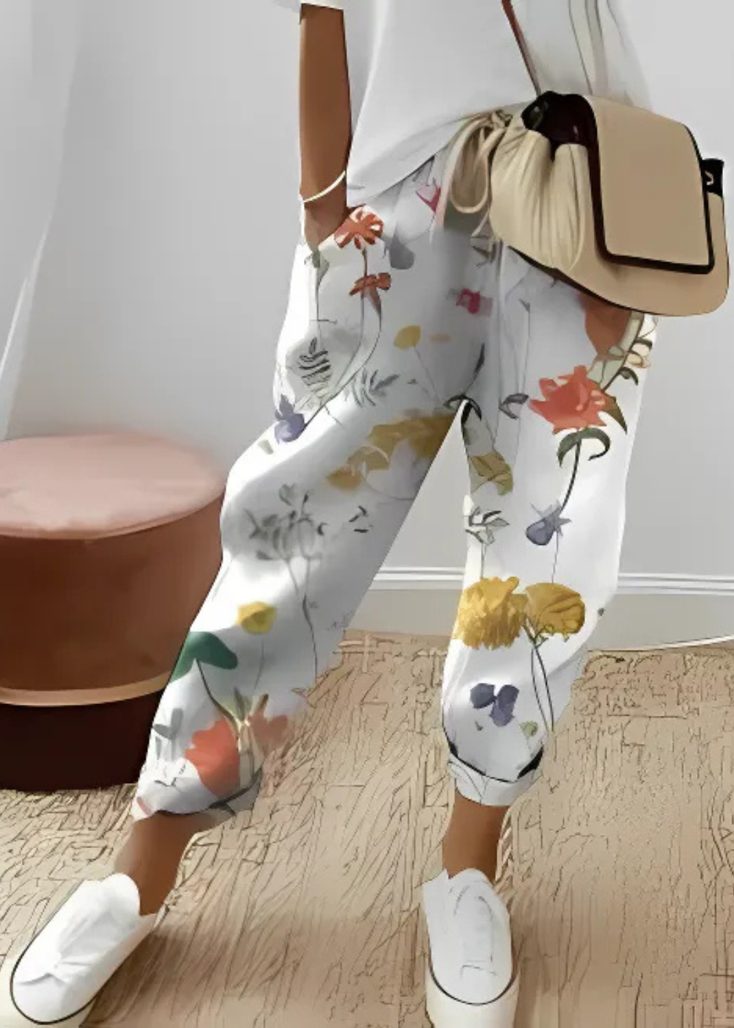 Pantalon Coton-Lin Femme Décontracté