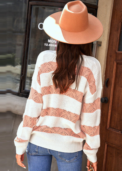 Pull rayé ample à manches longues