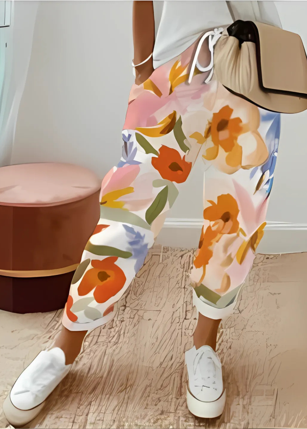 Pantalon Coton-Lin Femme Décontracté