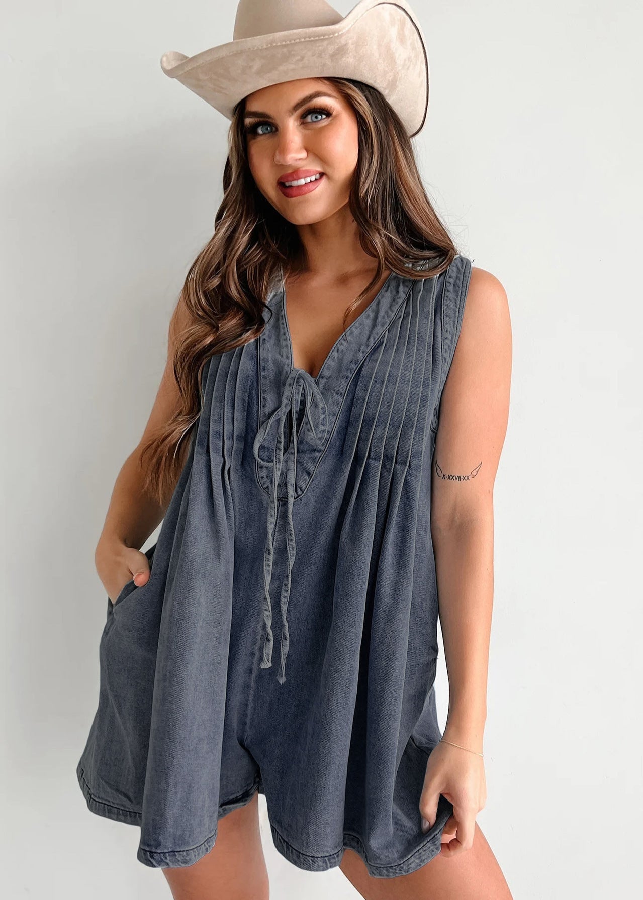 Combinaison en Jean Femme Sans Manches