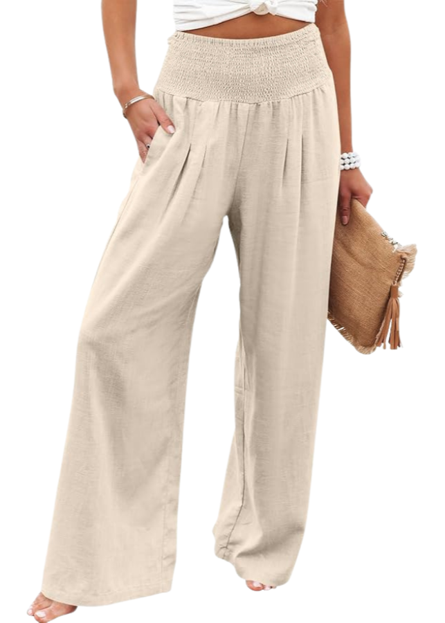 Pantalon Large Taille Haute Femme