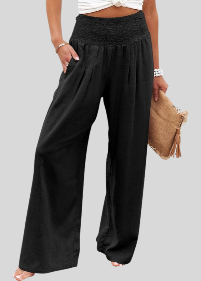 Pantalon Large Taille Haute Femme