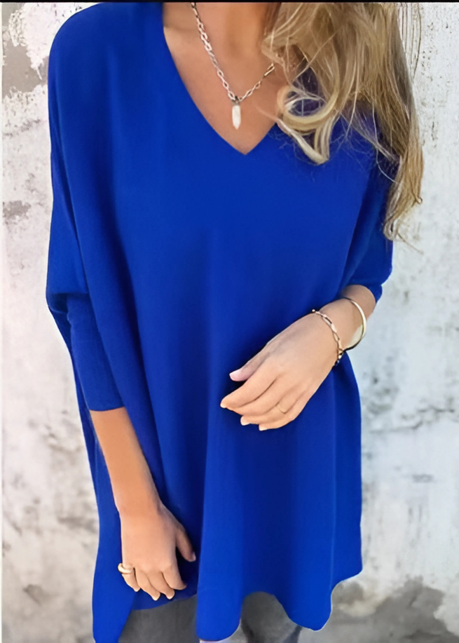 Pull long V-cou oversize automne