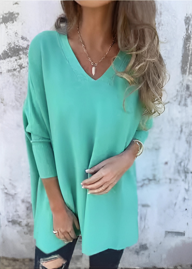 Pull long V-cou oversize automne