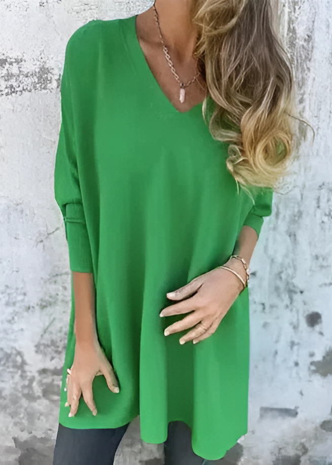 Pull long V-cou oversize automne