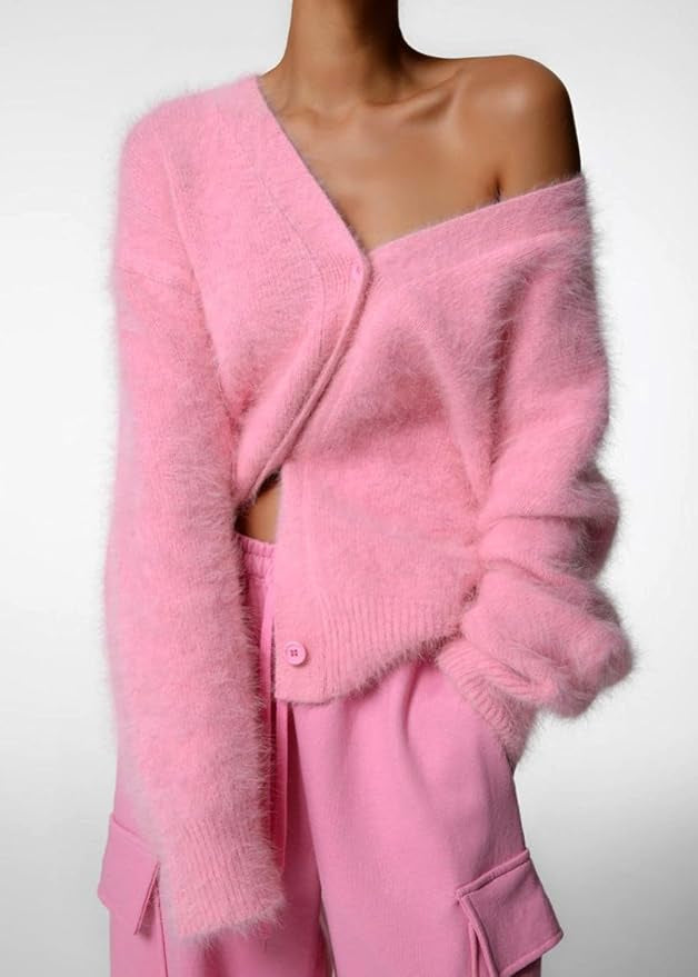 Gilet long col V boutonné femme