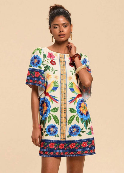 Robe Courte Vintage Imprimé Tropical